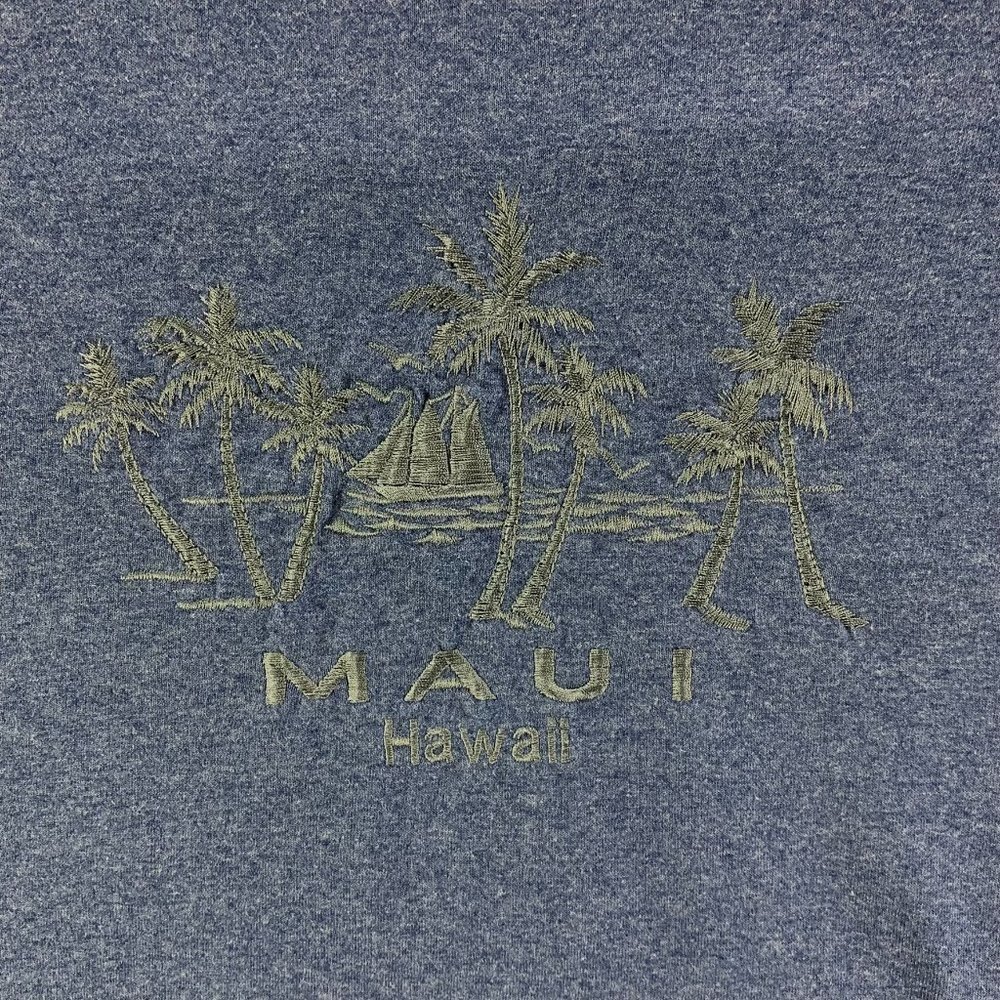 Maui Hawaii Shirt Mens Extra Large Blue Embroidered Tropical Hawaiian Vacation‎ - Picture 2 of 11